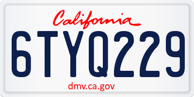 CA license plate 6TYQ229