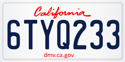 CA license plate 6TYQ233