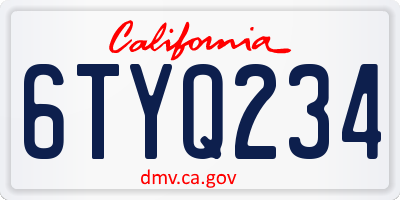 CA license plate 6TYQ234
