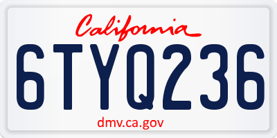 CA license plate 6TYQ236