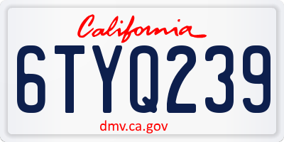 CA license plate 6TYQ239