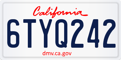 CA license plate 6TYQ242