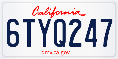 CA license plate 6TYQ247