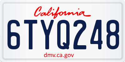 CA license plate 6TYQ248