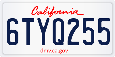 CA license plate 6TYQ255
