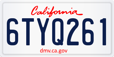 CA license plate 6TYQ261