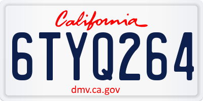 CA license plate 6TYQ264