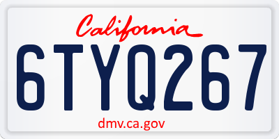 CA license plate 6TYQ267