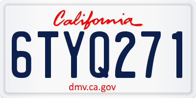 CA license plate 6TYQ271