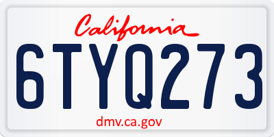 CA license plate 6TYQ273