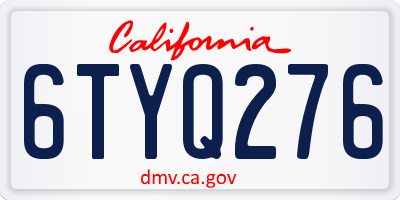 CA license plate 6TYQ276