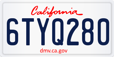 CA license plate 6TYQ280