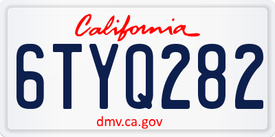 CA license plate 6TYQ282