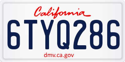CA license plate 6TYQ286