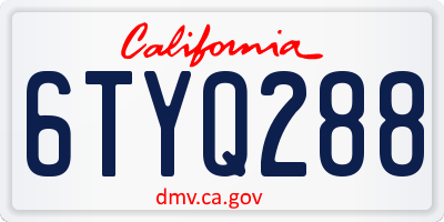 CA license plate 6TYQ288
