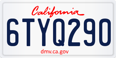 CA license plate 6TYQ290
