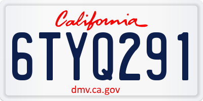 CA license plate 6TYQ291