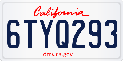 CA license plate 6TYQ293