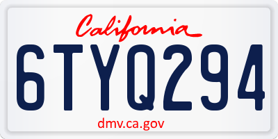 CA license plate 6TYQ294