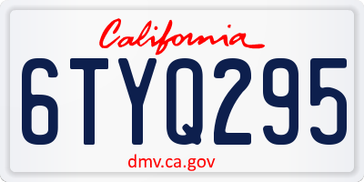 CA license plate 6TYQ295