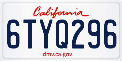 CA license plate 6TYQ296