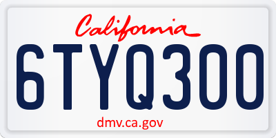 CA license plate 6TYQ300