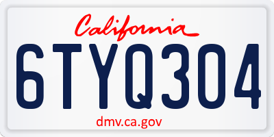 CA license plate 6TYQ304