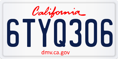 CA license plate 6TYQ306