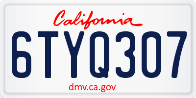 CA license plate 6TYQ307