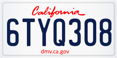 CA license plate 6TYQ308