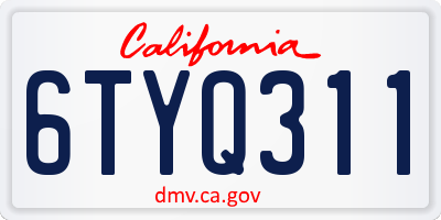 CA license plate 6TYQ311