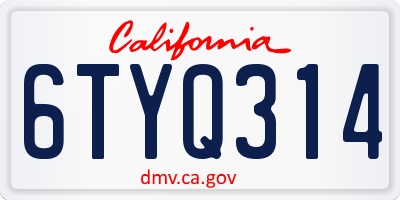 CA license plate 6TYQ314