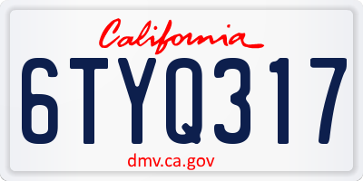 CA license plate 6TYQ317