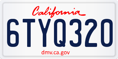 CA license plate 6TYQ320