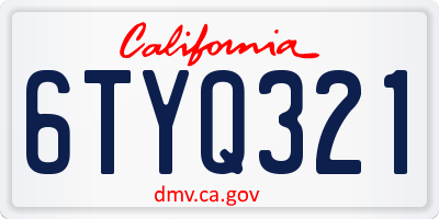 CA license plate 6TYQ321