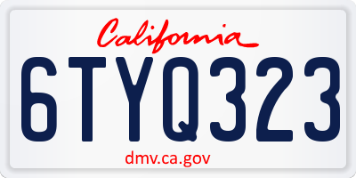 CA license plate 6TYQ323