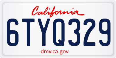 CA license plate 6TYQ329