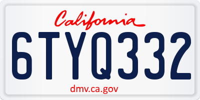 CA license plate 6TYQ332