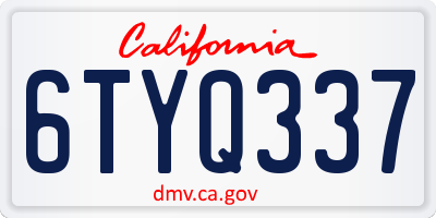 CA license plate 6TYQ337