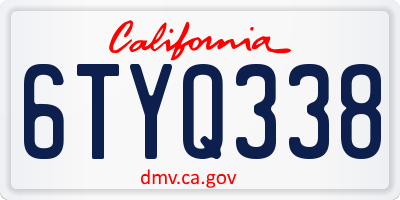 CA license plate 6TYQ338