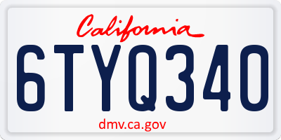 CA license plate 6TYQ340
