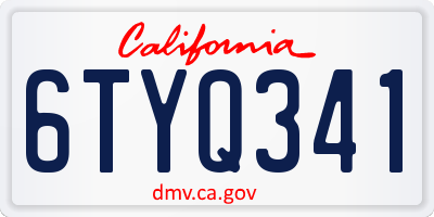 CA license plate 6TYQ341