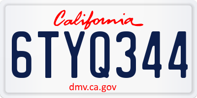 CA license plate 6TYQ344