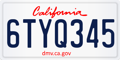 CA license plate 6TYQ345
