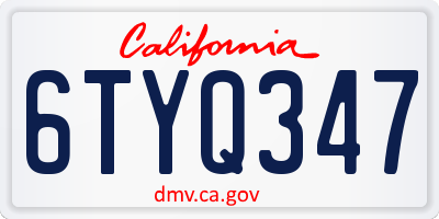 CA license plate 6TYQ347