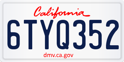 CA license plate 6TYQ352