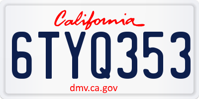 CA license plate 6TYQ353