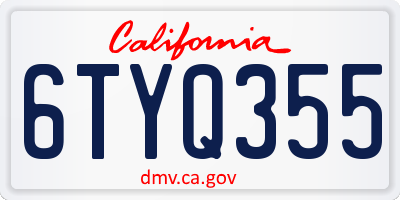 CA license plate 6TYQ355
