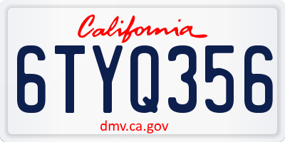 CA license plate 6TYQ356