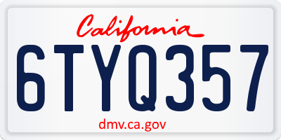 CA license plate 6TYQ357